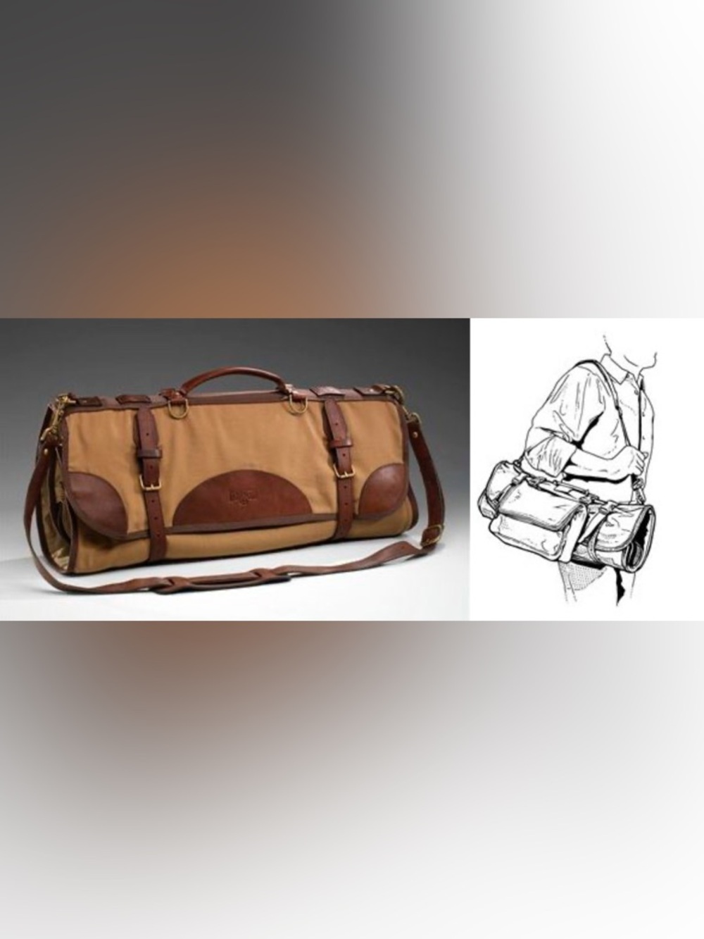 Duluth Trading Co- One Night Stand Leather Folding Duffel Bag